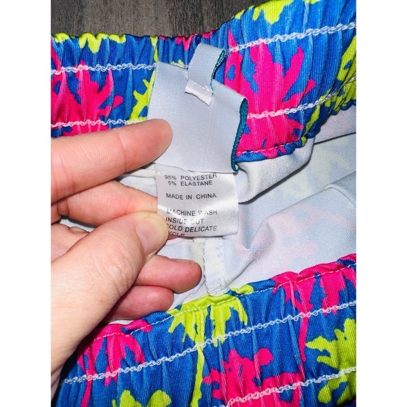 D4 Tracy Negoshian Plam Tree Shorts Women's XS Neon Pink Green Pull-on - Picture 5 of 8